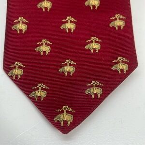 Brooks Brothers Red and Gold Silk Tie with Company Logo